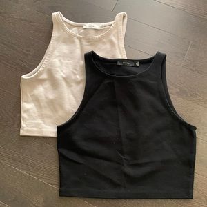 Talula Crop Top Black and Taupe (light grey/purple)